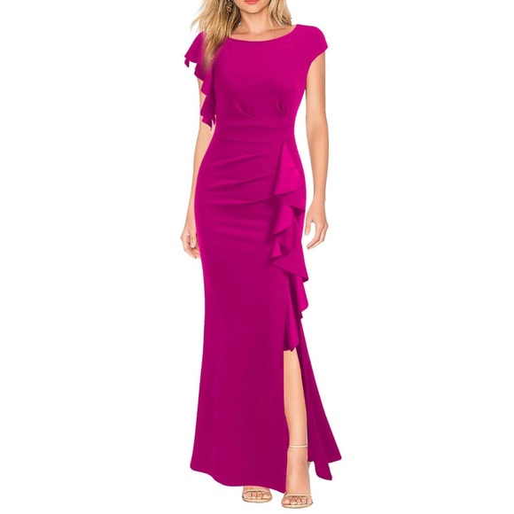 Woosea Dresses & Skirts - WOOSEA Women's Split mermaid  Evening Cocktail Long Dress magenta size L nwt
